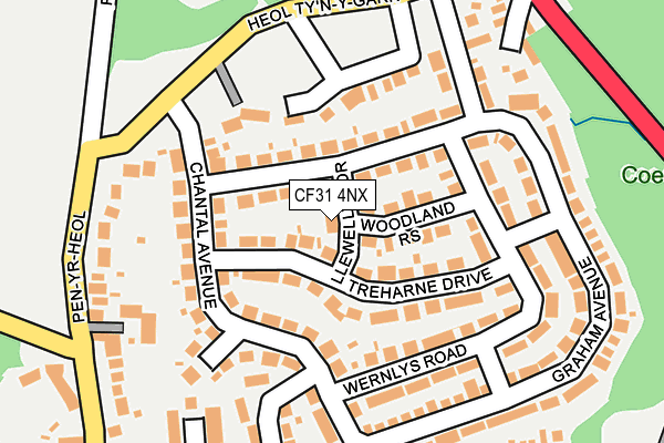 CF31 4NX map - OS OpenMap – Local (Ordnance Survey) CF31 4NX map - OS OpenMap – Local (Ordnance Survey)