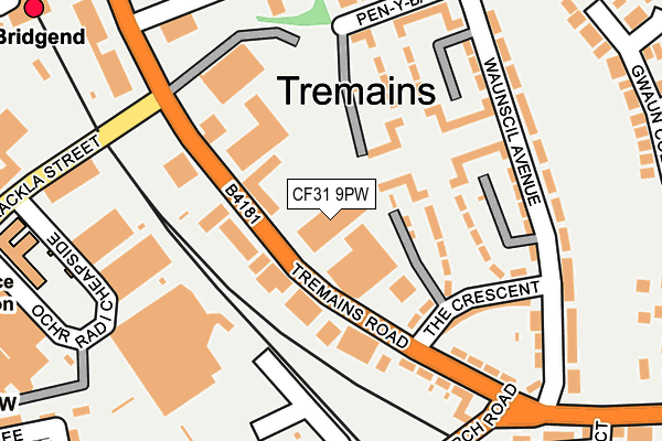 CF31 9PW map - OS OpenMap – Local (Ordnance Survey) CF31 9PW map - OS OpenMap – Local (Ordnance Survey)