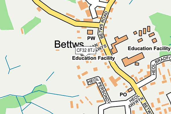 CF32 8TJ map - OS OpenMap – Local (Ordnance Survey) CF32 8TJ map - OS OpenMap – Local (Ordnance Survey)