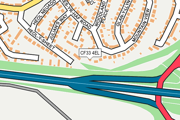 CF33 4EL map - OS OpenMap – Local (Ordnance Survey) CF33 4EL map - OS OpenMap – Local (Ordnance Survey)