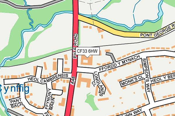CF33 6HW map - OS OpenMap – Local (Ordnance Survey) CF33 6HW map - OS OpenMap – Local (Ordnance Survey)