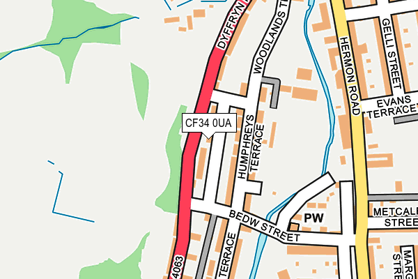 CF34 0UA map - OS OpenMap – Local (Ordnance Survey) CF34 0UA map - OS OpenMap – Local (Ordnance Survey)