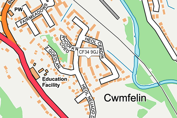 CF34 9GJ map - OS OpenMap – Local (Ordnance Survey) CF34 9GJ map - OS OpenMap – Local (Ordnance Survey)