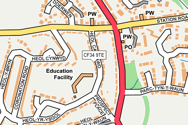 CF34 9TE map - OS OpenMap – Local (Ordnance Survey) CF34 9TE map - OS OpenMap – Local (Ordnance Survey)