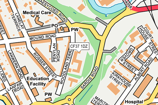 CF37 1DZ map - OS OpenMap – Local (Ordnance Survey) CF37 1DZ map - OS OpenMap – Local (Ordnance Survey)