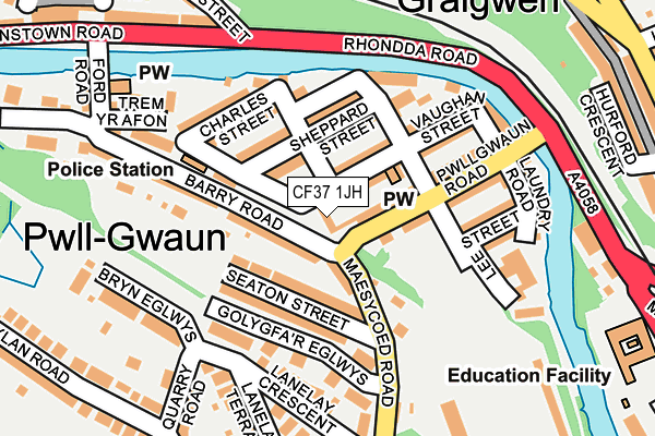 CF37 1JH map - OS OpenMap – Local (Ordnance Survey) CF37 1JH map - OS OpenMap – Local (Ordnance Survey)