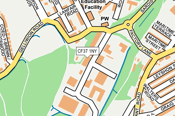 CF37 1NY map - OS OpenMap – Local (Ordnance Survey) CF37 1NY map - OS OpenMap – Local (Ordnance Survey)