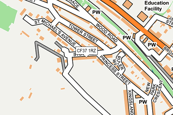 CF37 1RZ map - OS OpenMap – Local (Ordnance Survey) CF37 1RZ map - OS OpenMap – Local (Ordnance Survey)
