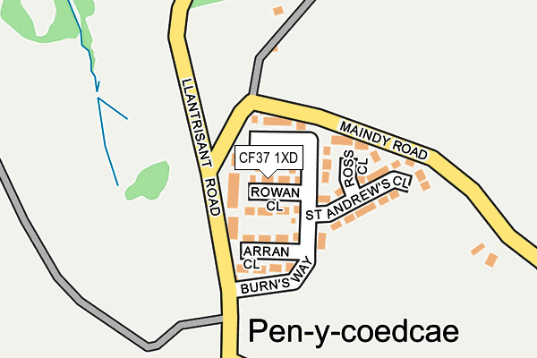 CF37 1XD map - OS OpenMap – Local (Ordnance Survey) CF37 1XD map - OS OpenMap – Local (Ordnance Survey)