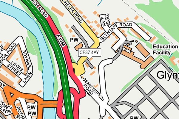 CF37 4AY map - OS OpenMap – Local (Ordnance Survey) CF37 4AY map - OS OpenMap – Local (Ordnance Survey)