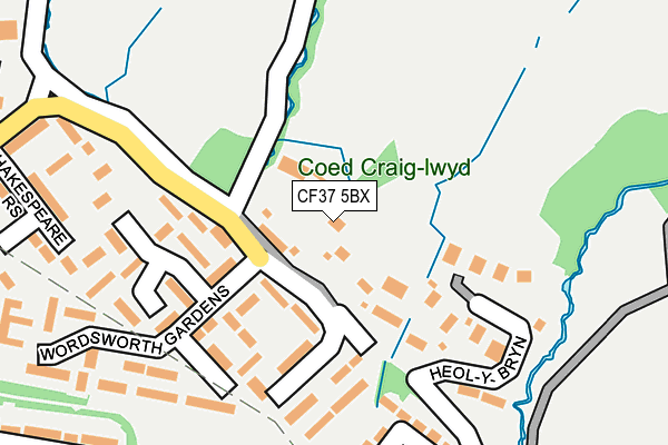 CF37 5BX map - OS OpenMap – Local (Ordnance Survey) CF37 5BX map - OS OpenMap – Local (Ordnance Survey)