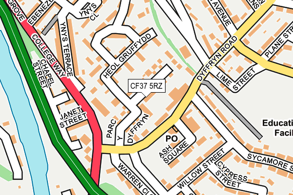 CF37 5RZ map - OS OpenMap – Local (Ordnance Survey) CF37 5RZ map - OS OpenMap – Local (Ordnance Survey)
