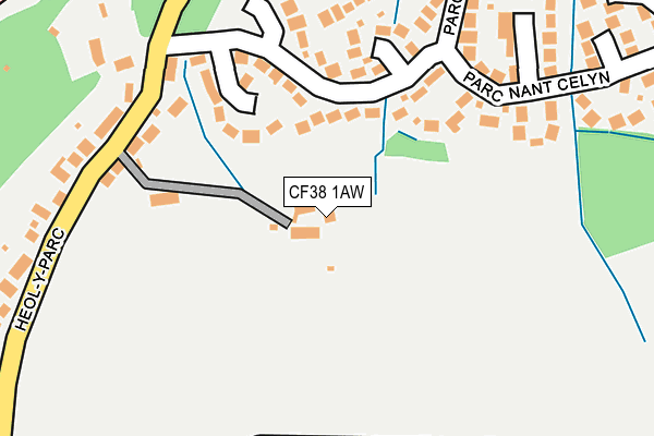 CF38 1AW map - OS OpenMap – Local (Ordnance Survey) CF38 1AW map - OS OpenMap – Local (Ordnance Survey)
