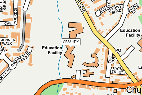 CF38 1DX map - OS OpenMap – Local (Ordnance Survey)