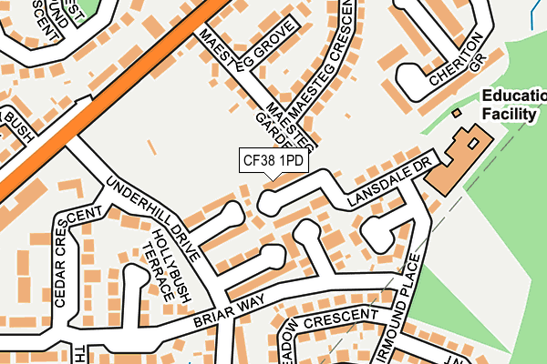 CF38 1PD map - OS OpenMap – Local (Ordnance Survey) CF38 1PD map - OS OpenMap – Local (Ordnance Survey)
