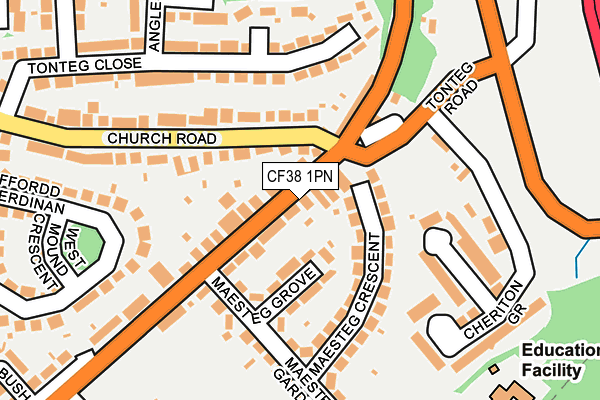 CF38 1PN map - OS OpenMap – Local (Ordnance Survey) CF38 1PN map - OS OpenMap – Local (Ordnance Survey)