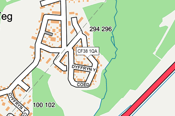 CF38 1QA map - OS OpenMap – Local (Ordnance Survey) CF38 1QA map - OS OpenMap – Local (Ordnance Survey)
