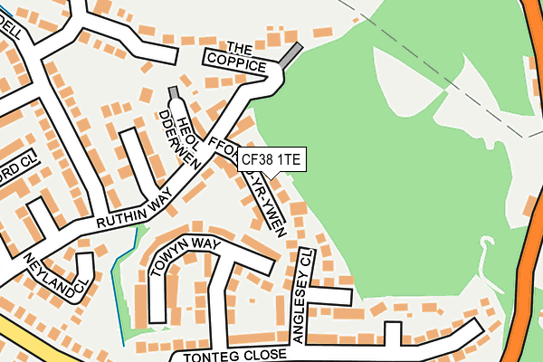 CF38 1TE map - OS OpenMap – Local (Ordnance Survey)