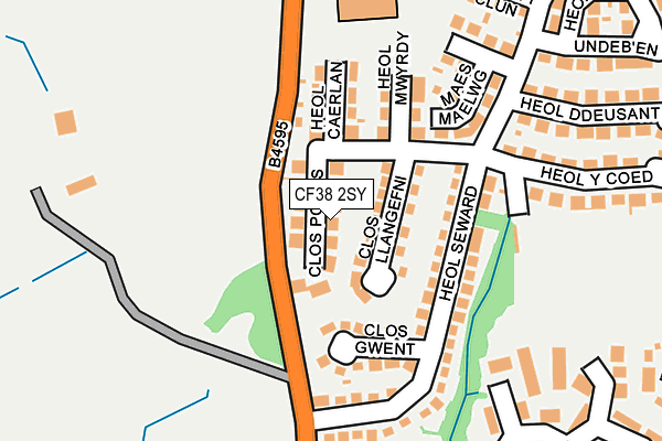 CF38 2SY map - OS OpenMap – Local (Ordnance Survey) CF38 2SY map - OS OpenMap – Local (Ordnance Survey)