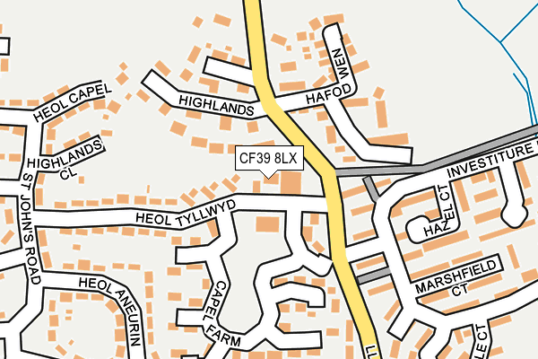 CF39 8LX map - OS OpenMap – Local (Ordnance Survey) CF39 8LX map - OS OpenMap – Local (Ordnance Survey)