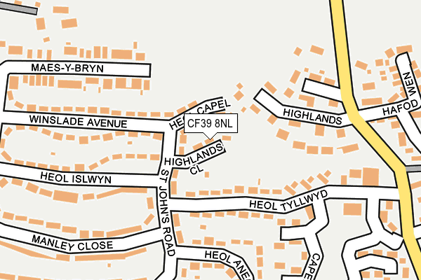 CF39 8NL map - OS OpenMap – Local (Ordnance Survey) CF39 8NL map - OS OpenMap – Local (Ordnance Survey)