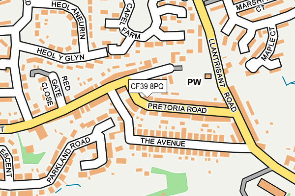 CF39 8PQ map - OS OpenMap – Local (Ordnance Survey) CF39 8PQ map - OS OpenMap – Local (Ordnance Survey)