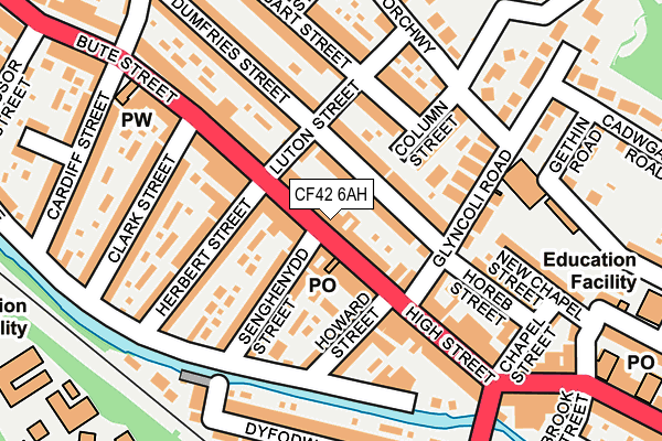CF42 6AH map - OS OpenMap – Local (Ordnance Survey) CF42 6AH map - OS OpenMap – Local (Ordnance Survey)