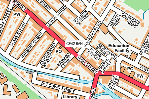 CF42 6AN map - OS OpenMap – Local (Ordnance Survey) CF42 6AN map - OS OpenMap – Local (Ordnance Survey)