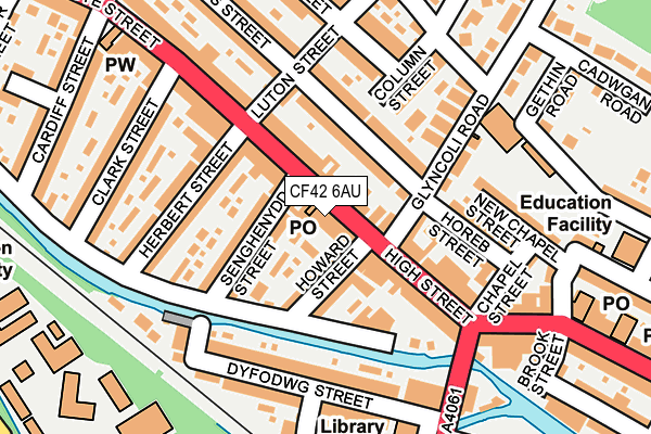 CF42 6AU map - OS OpenMap – Local (Ordnance Survey)