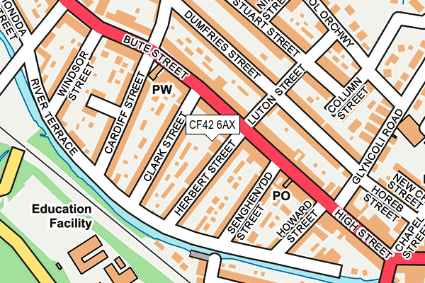 CF42 6AX map - OS OpenMap – Local (Ordnance Survey) CF42 6AX map - OS OpenMap – Local (Ordnance Survey)