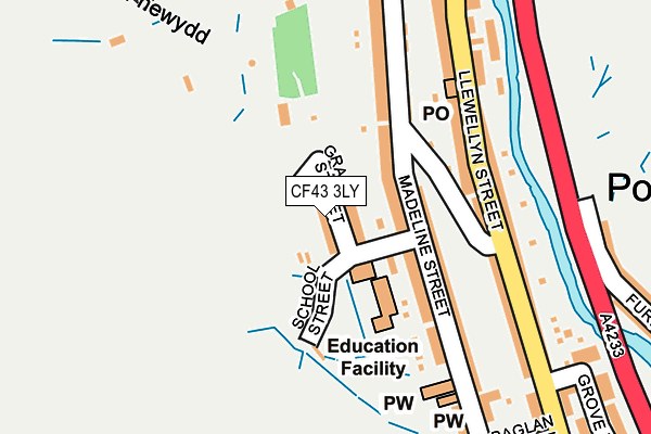 CF43 3LY map - OS OpenMap – Local (Ordnance Survey) CF43 3LY map - OS OpenMap – Local (Ordnance Survey)