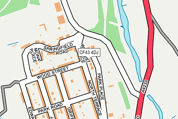 CF43 4DJ map - OS OpenMap – Local (Ordnance Survey) CF43 4DJ map - OS OpenMap – Local (Ordnance Survey)