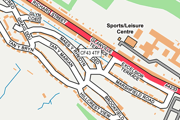 CF43 4TF map - OS OpenMap – Local (Ordnance Survey) CF43 4TF map - OS OpenMap – Local (Ordnance Survey)