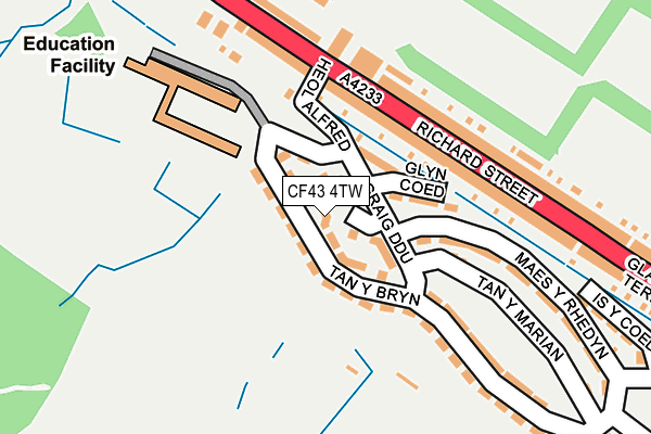 CF43 4TW map - OS OpenMap – Local (Ordnance Survey) CF43 4TW map - OS OpenMap – Local (Ordnance Survey)