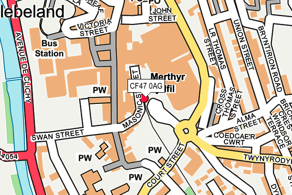 CF47 0AG map - OS OpenMap – Local (Ordnance Survey) CF47 0AG map - OS OpenMap – Local (Ordnance Survey)