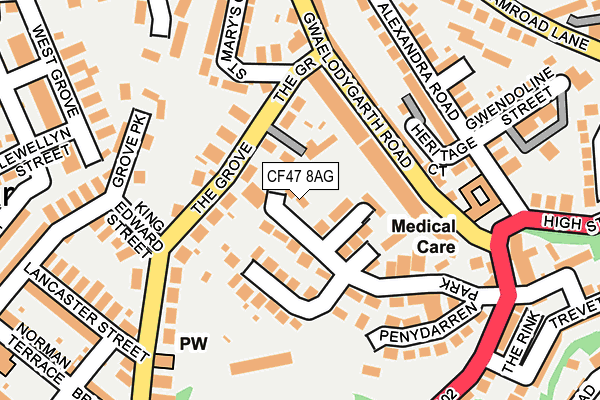CF47 8AG map - OS OpenMap – Local (Ordnance Survey) CF47 8AG map - OS OpenMap – Local (Ordnance Survey)