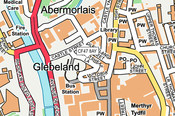 CF47 8AY map - OS OpenMap – Local (Ordnance Survey) CF47 8AY map - OS OpenMap – Local (Ordnance Survey)