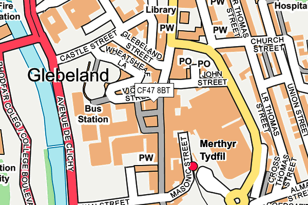CF47 8BT map - OS OpenMap – Local (Ordnance Survey) CF47 8BT map - OS OpenMap – Local (Ordnance Survey)