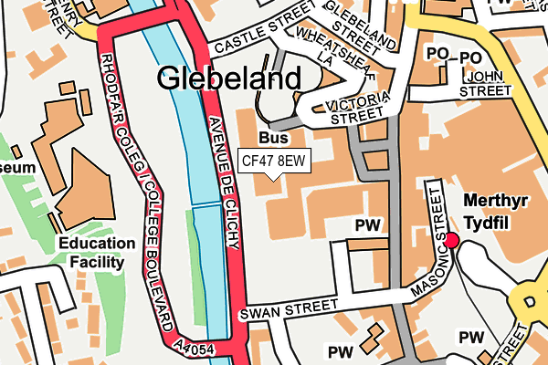 CF47 8EW map - OS OpenMap – Local (Ordnance Survey) CF47 8EW map - OS OpenMap – Local (Ordnance Survey)