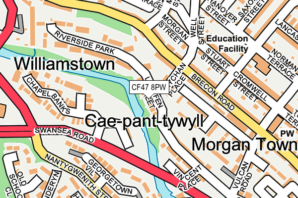 CF47 8PW map - OS OpenMap – Local (Ordnance Survey) CF47 8PW map - OS OpenMap – Local (Ordnance Survey)