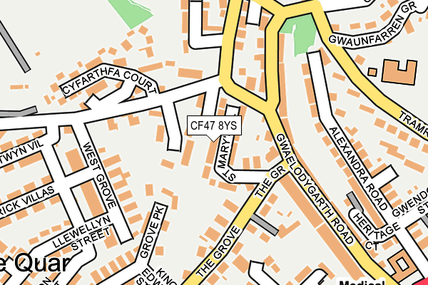 CF47 8YS map - OS OpenMap – Local (Ordnance Survey) CF47 8YS map - OS OpenMap – Local (Ordnance Survey)