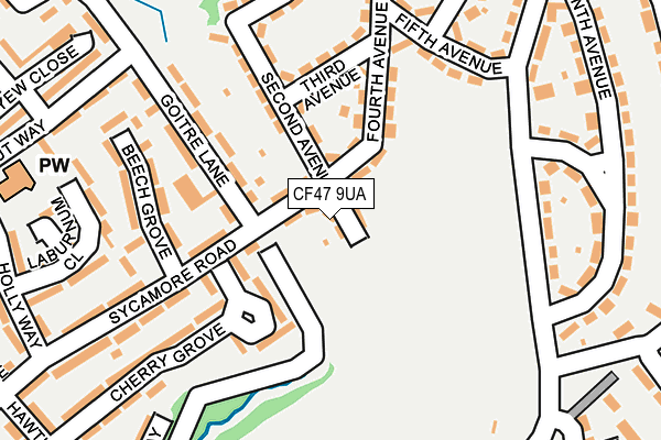 CF47 9UA map - OS OpenMap – Local (Ordnance Survey) CF47 9UA map - OS OpenMap – Local (Ordnance Survey)