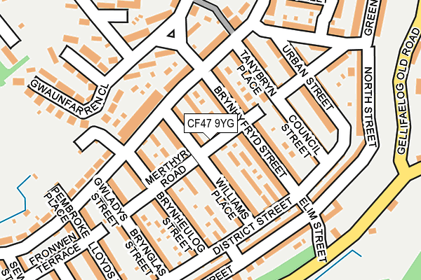 CF47 9YG map - OS OpenMap – Local (Ordnance Survey) CF47 9YG map - OS OpenMap – Local (Ordnance Survey)