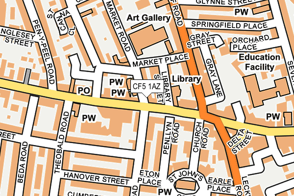 CF5 1AZ map - OS OpenMap – Local (Ordnance Survey) CF5 1AZ map - OS OpenMap – Local (Ordnance Survey)