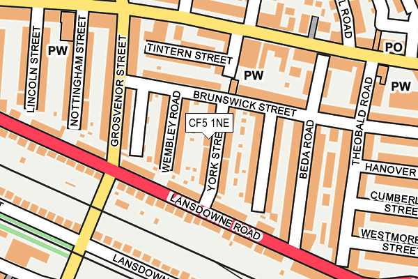 CF5 1NE map - OS OpenMap – Local (Ordnance Survey) CF5 1NE map - OS OpenMap – Local (Ordnance Survey)