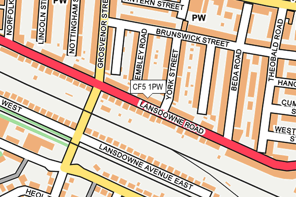 CF5 1PW map - OS OpenMap – Local (Ordnance Survey) CF5 1PW map - OS OpenMap – Local (Ordnance Survey)