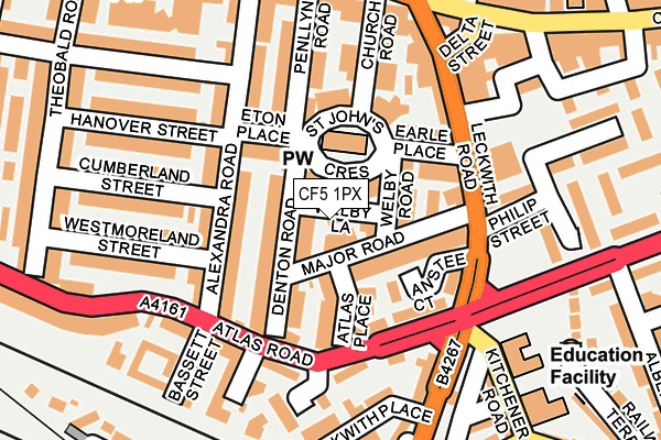 CF5 1PX map - OS OpenMap – Local (Ordnance Survey) CF5 1PX map - OS OpenMap – Local (Ordnance Survey)