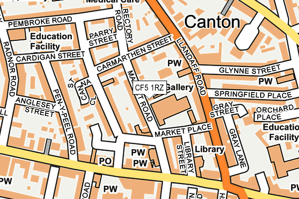 CF5 1RZ map - OS OpenMap – Local (Ordnance Survey) CF5 1RZ map - OS OpenMap – Local (Ordnance Survey)