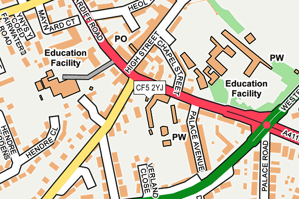 CF5 2YJ map - OS OpenMap – Local (Ordnance Survey) CF5 2YJ map - OS OpenMap – Local (Ordnance Survey)