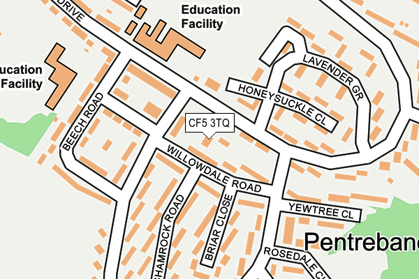 CF5 3TQ map - OS OpenMap – Local (Ordnance Survey) CF5 3TQ map - OS OpenMap – Local (Ordnance Survey)